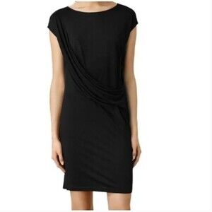 All Saints Black Sabie Shift Jersey Knit Cap‎ Sleeve Dress  Size 2 NEW